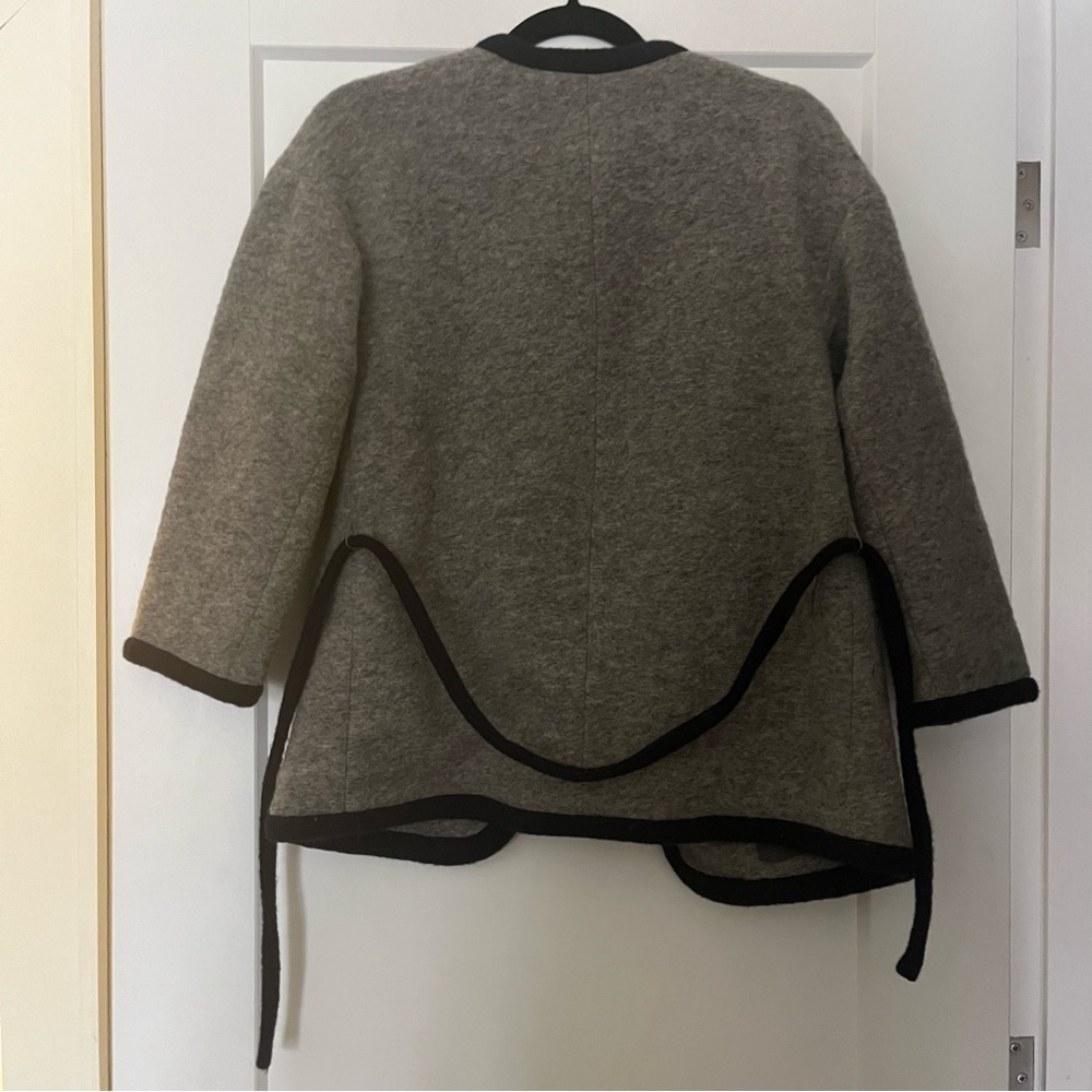 J. Crew Wrap Oversized Jacket in Boiled Wool in Grey/Navy Blue - Picture 7 of 8